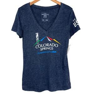 NWT Team USA Colorado Springs Olympics V-Neck Short Sleeve T-Shirt Size XL